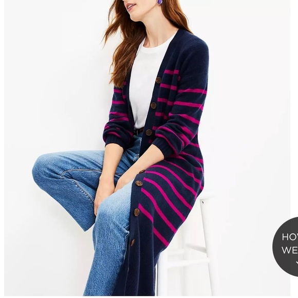 NEW LOFT Striped Cardigan Midi Dress - Picture 4 of 13